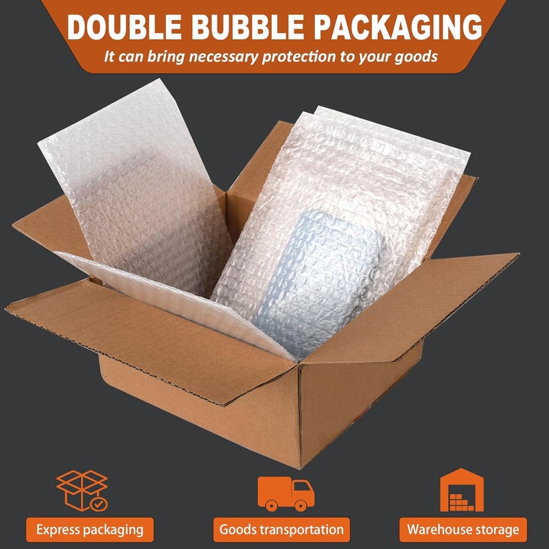 V-chen 50Pcs Bubble Pouches Wrap Bags, 12x14 Inch Double Wall Shockproof Bubble Bags, Clear Bubble Out Bags for Packing, Cushioning Bags for Moving, Shipping and Packing - Image 5